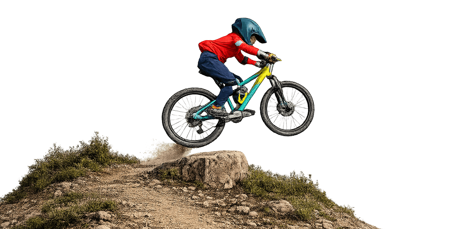 Niño saltando campamento Burgui BTT Experience